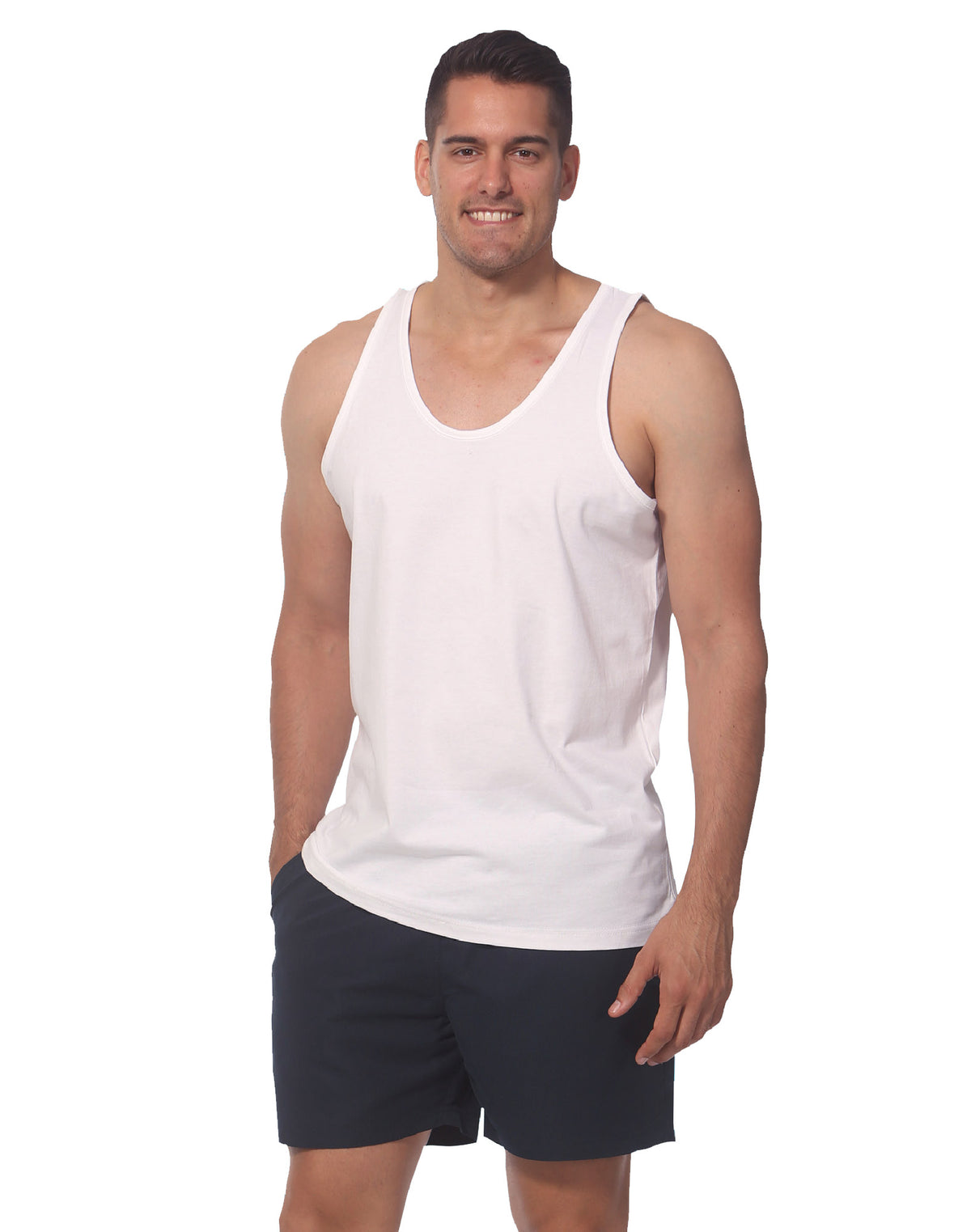 Trainer's Cotton Singlet Men's - White - View
