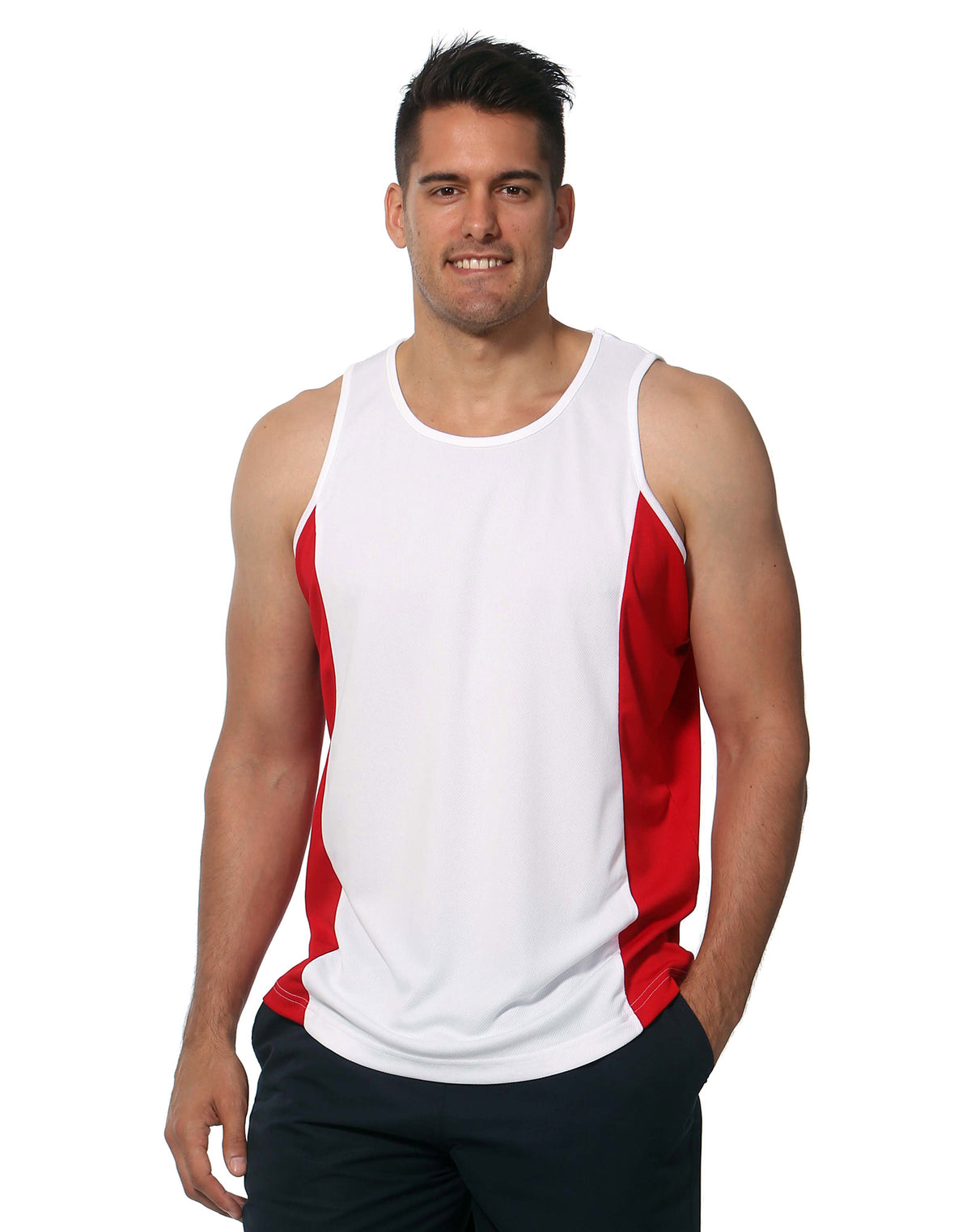 Teammate Singlet Men's - White/Red - View
