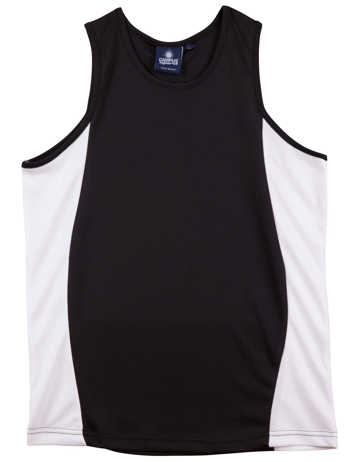 Teammate Singlet Kids - Black/White - Front