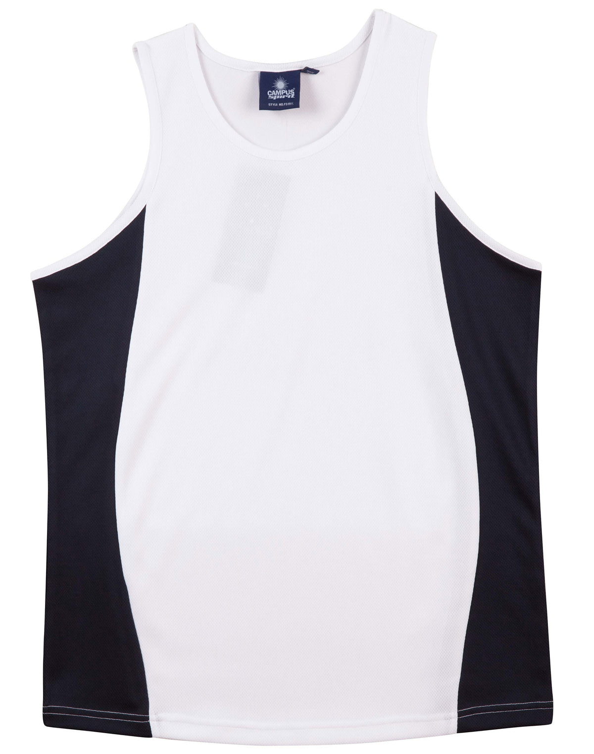 Teammate Singlet Kids - White/Navy - Front