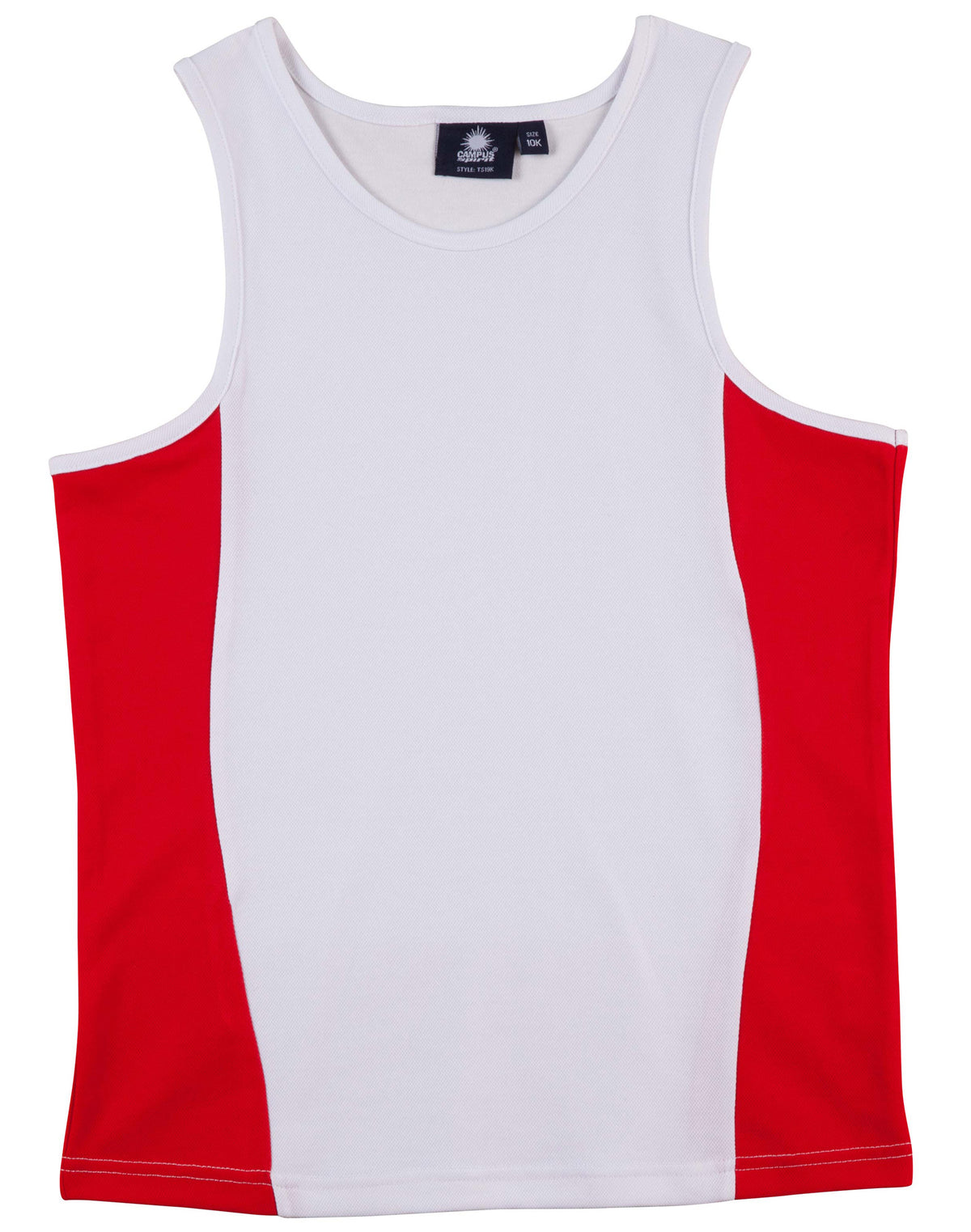 Teammate Singlet Kids - White/Red - Front