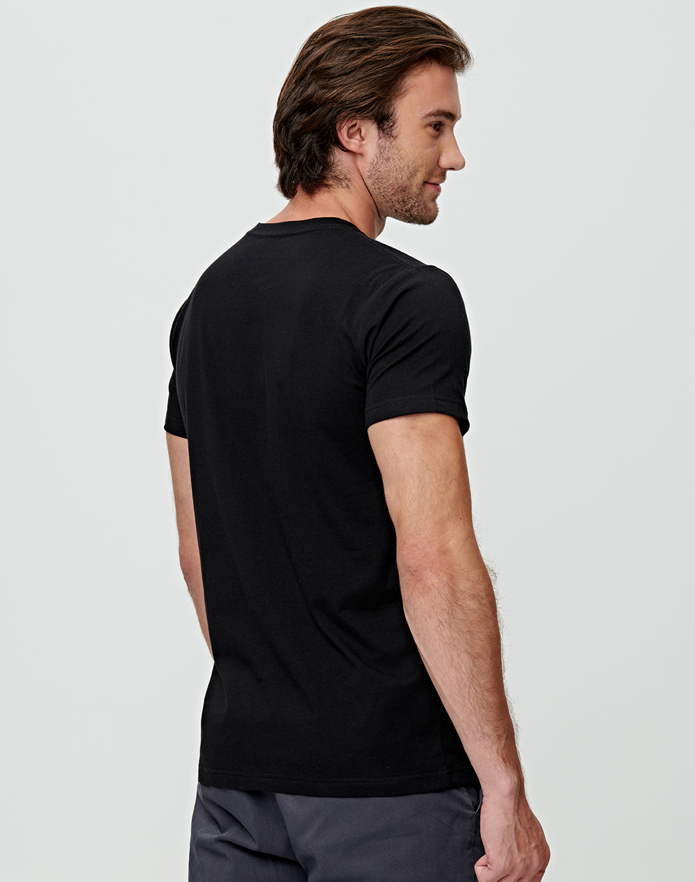 Premium Cotton Tee Shirt Mens - Black - Back