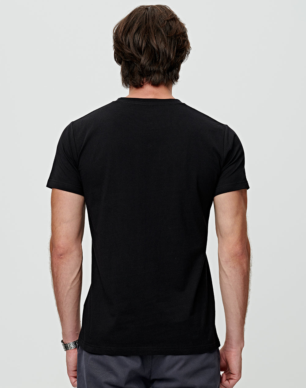 Premium Cotton Tee Shirt Mens - Black - Back