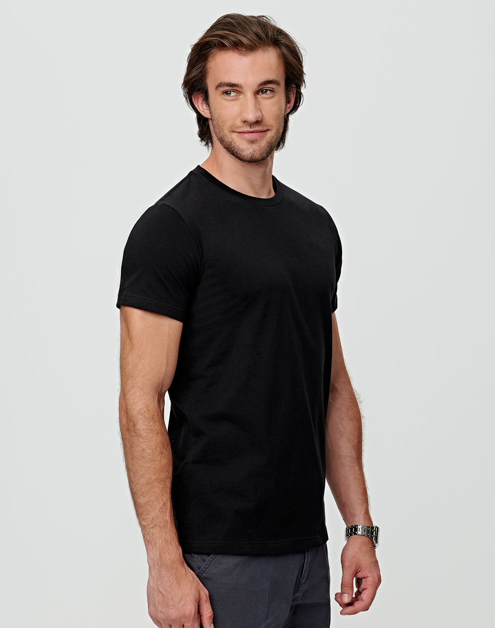 Premium Cotton Tee Shirt Mens - Black - View