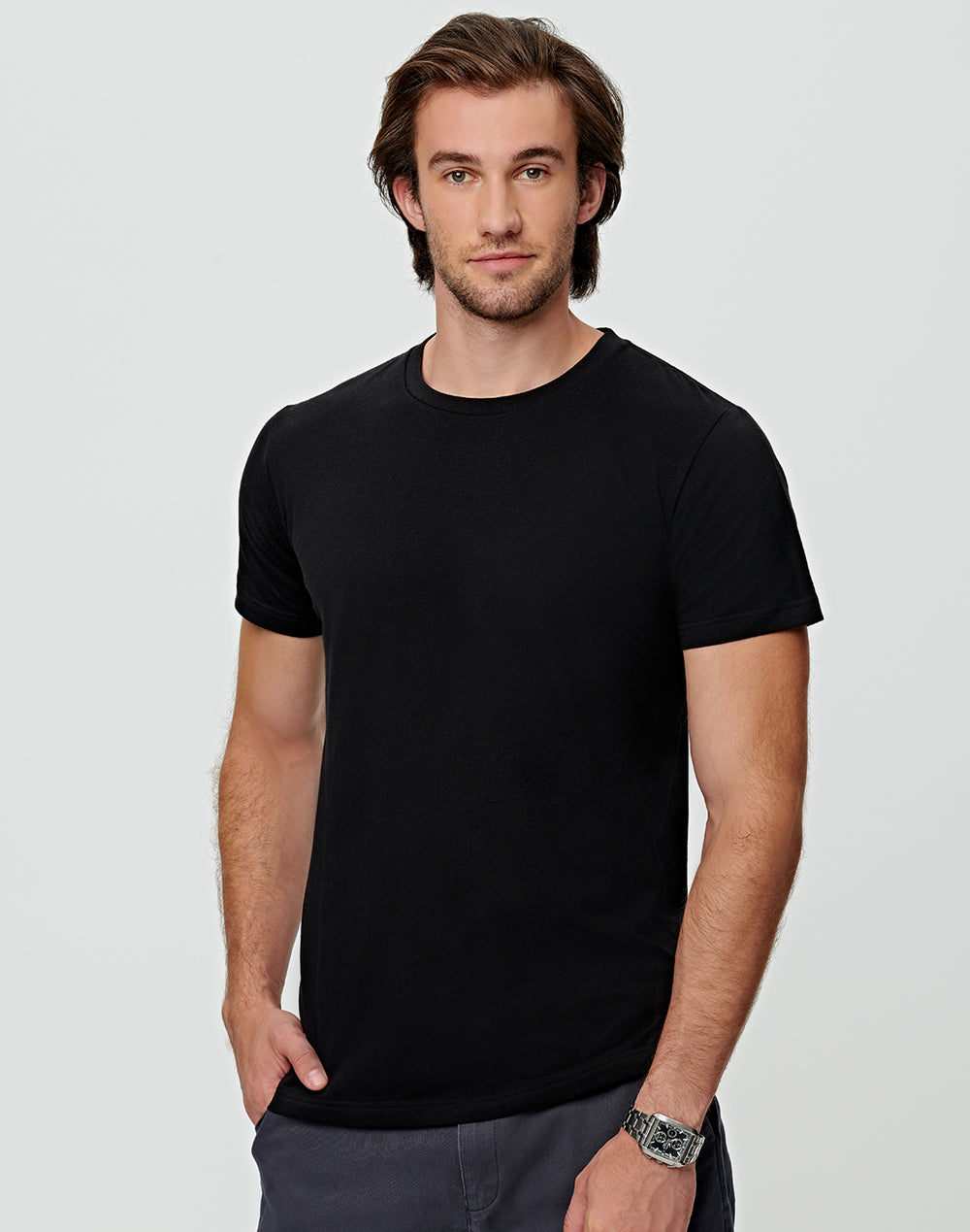 Premium Cotton Tee Shirt Mens - Black - View