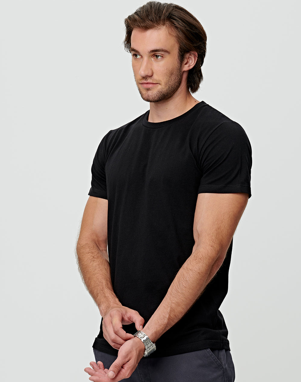 Premium Cotton Tee Shirt Mens - Black - View