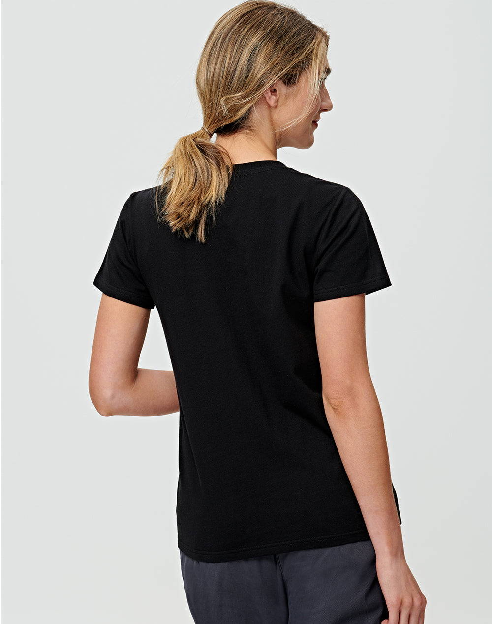 Premium Cotton Tee Shirt Ladies - Black - Back