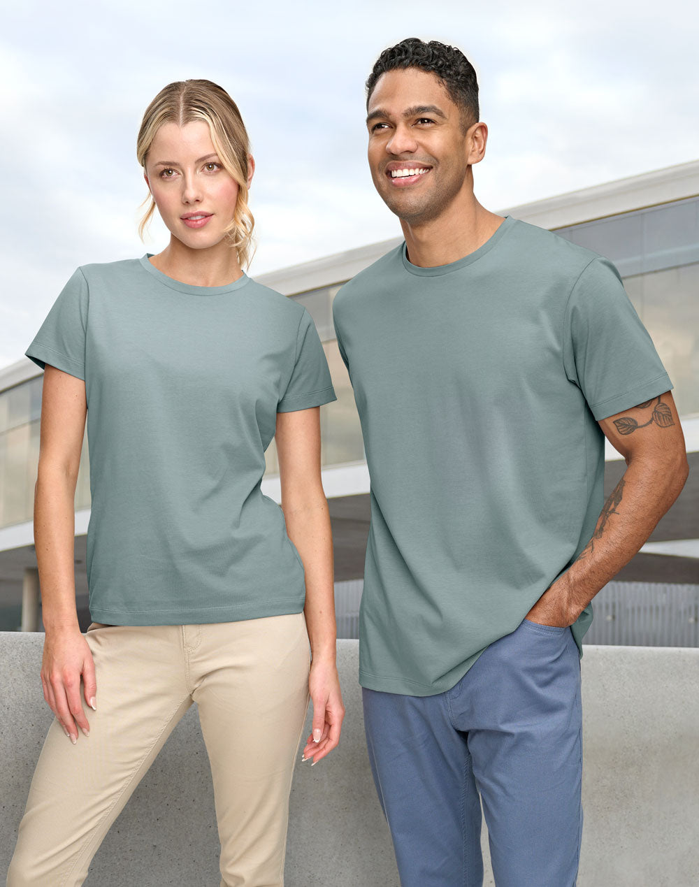 Premium Cotton Face Tee Men's - Pastel Blue - View