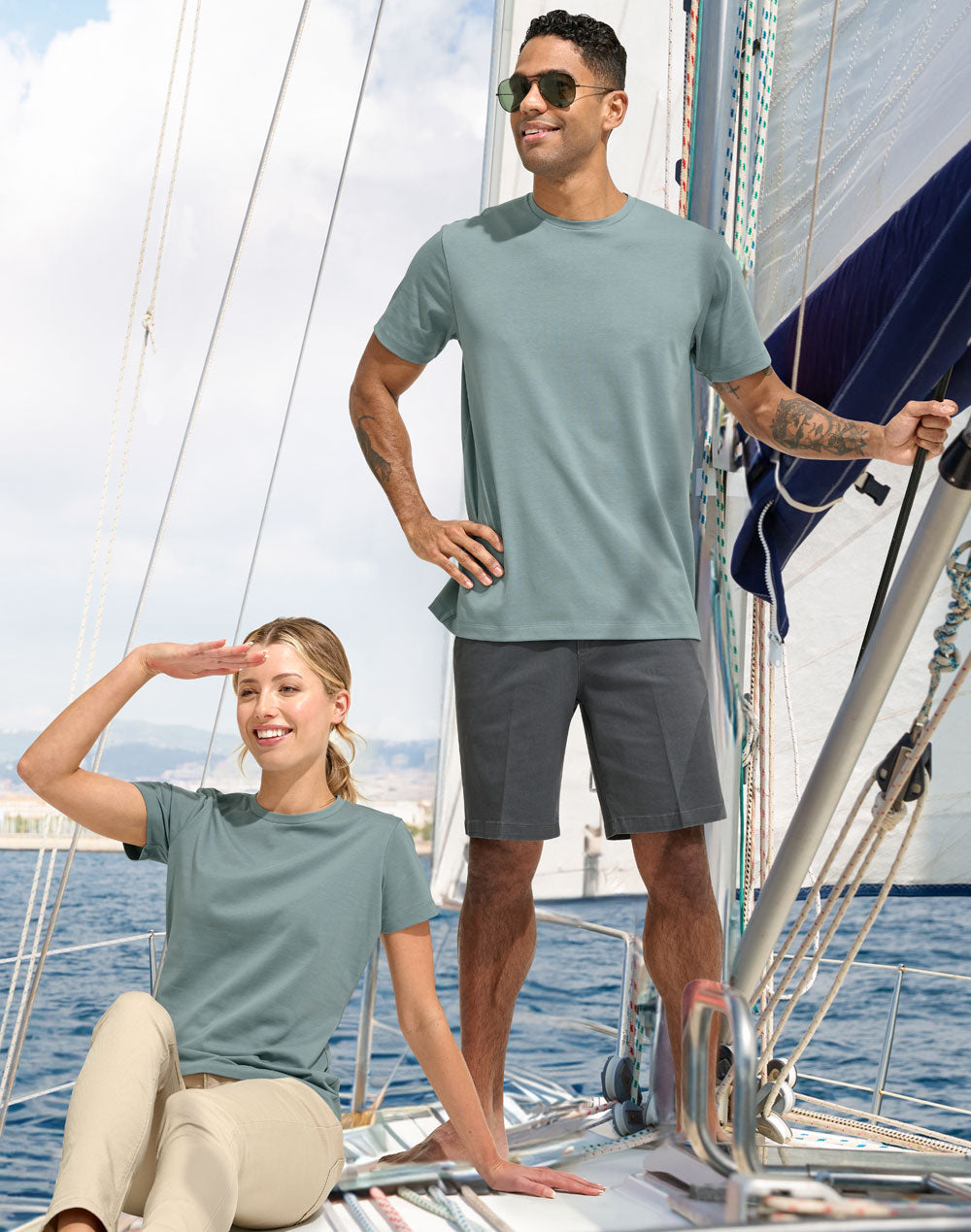 Premium Cotton Face Tee Ladie's - Pastel Blue - View