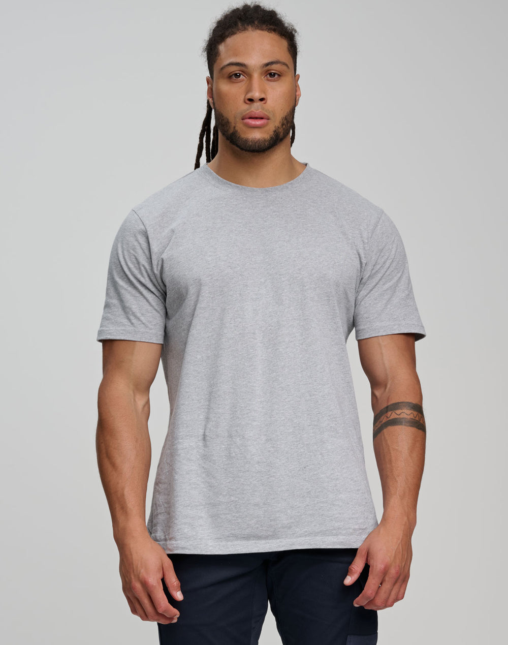 Premium Cotton Face Tee Men's - Marl Grey - Model