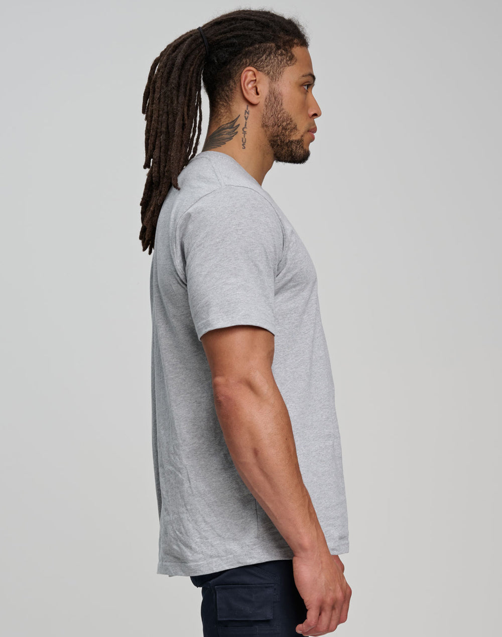 Premium Cotton Face Tee Men's - Marl Grey - Model