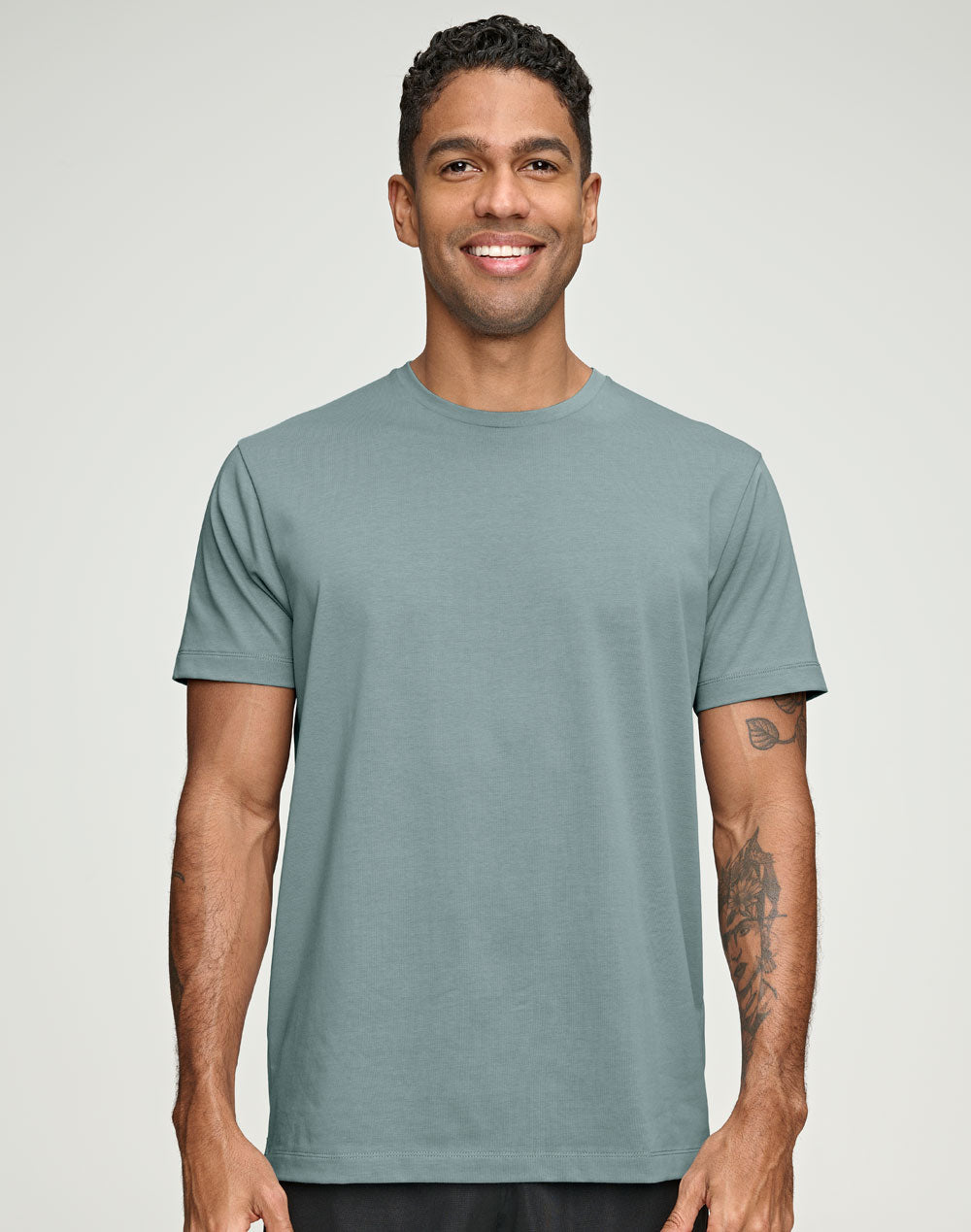 Premium Cotton Face Tee Men's - Pastel Blue - Model