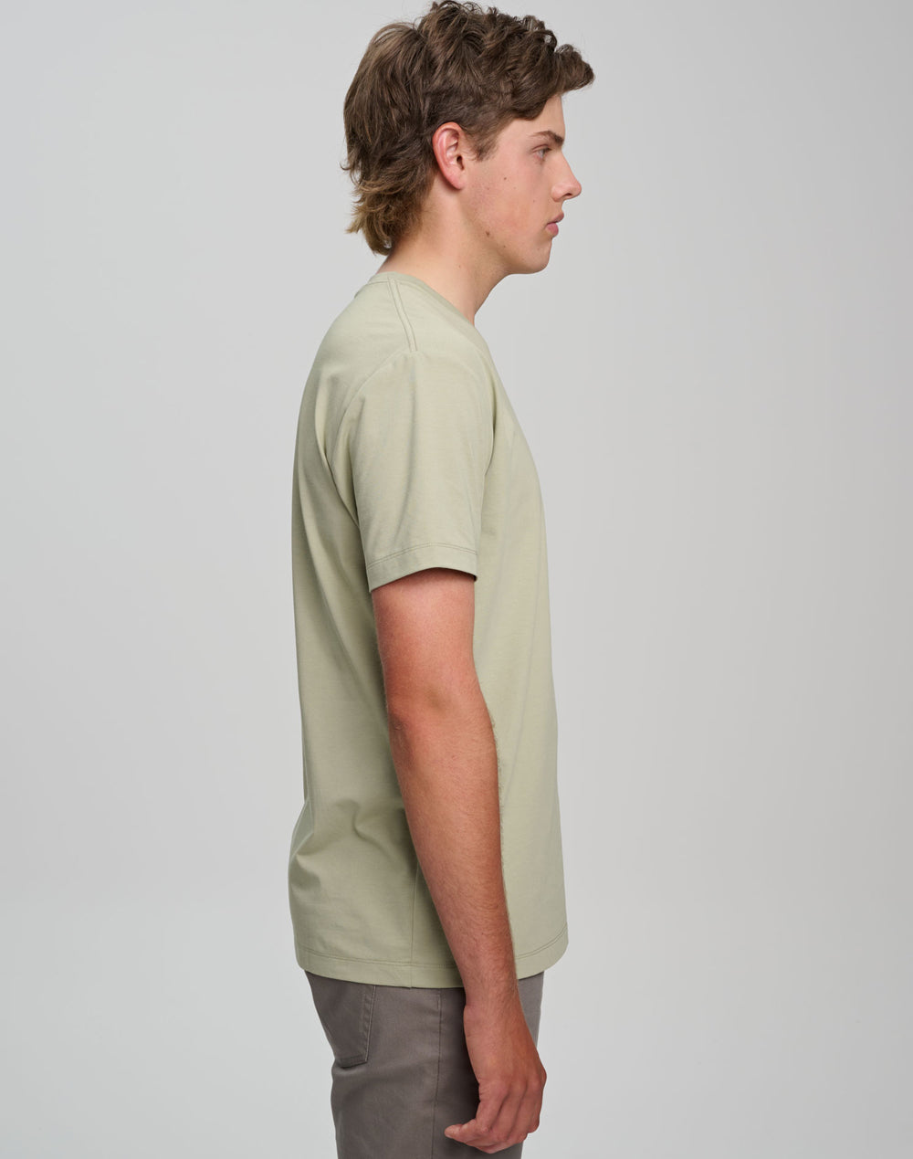 Premium Cotton Face Tee Men's - Pistachio - Model