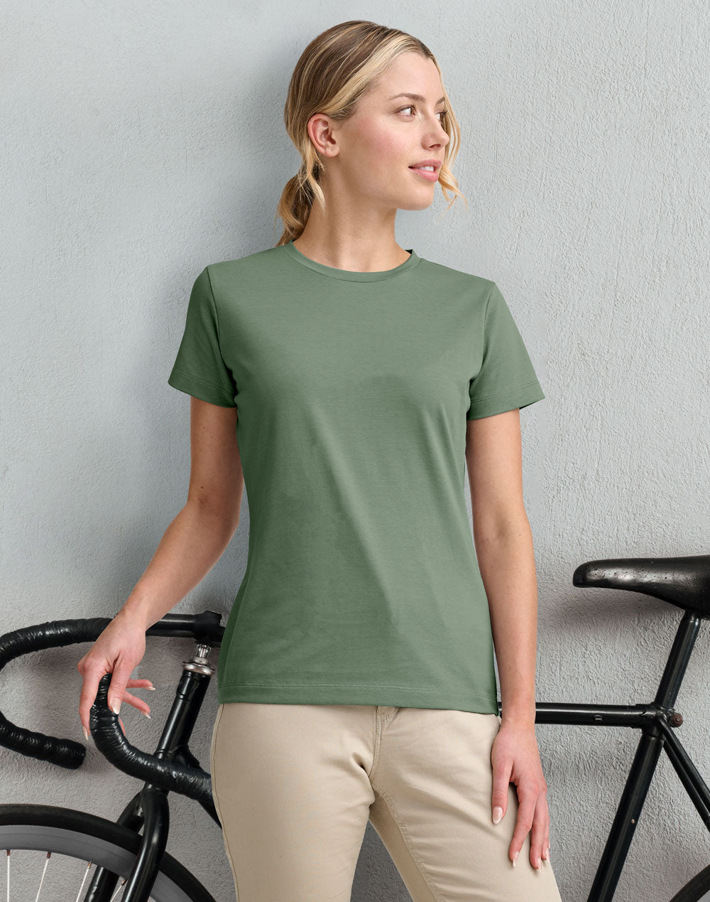 Premium Cotton Face Tee Ladie's - Mineral Green - View