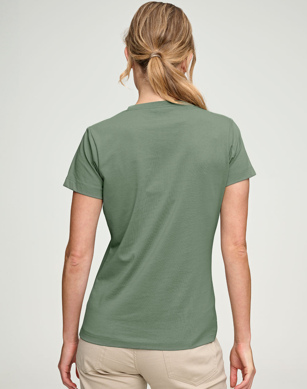 Premium Cotton Face Tee Ladie's - Mineral Green - Back