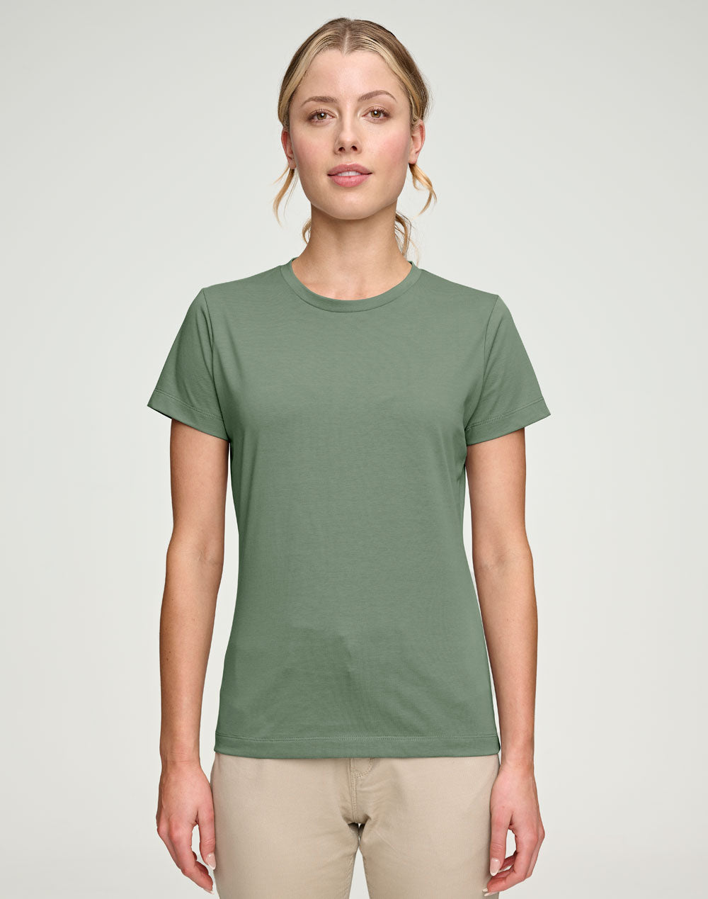 Premium Cotton Face Tee Ladie's - Mineral Green - Model