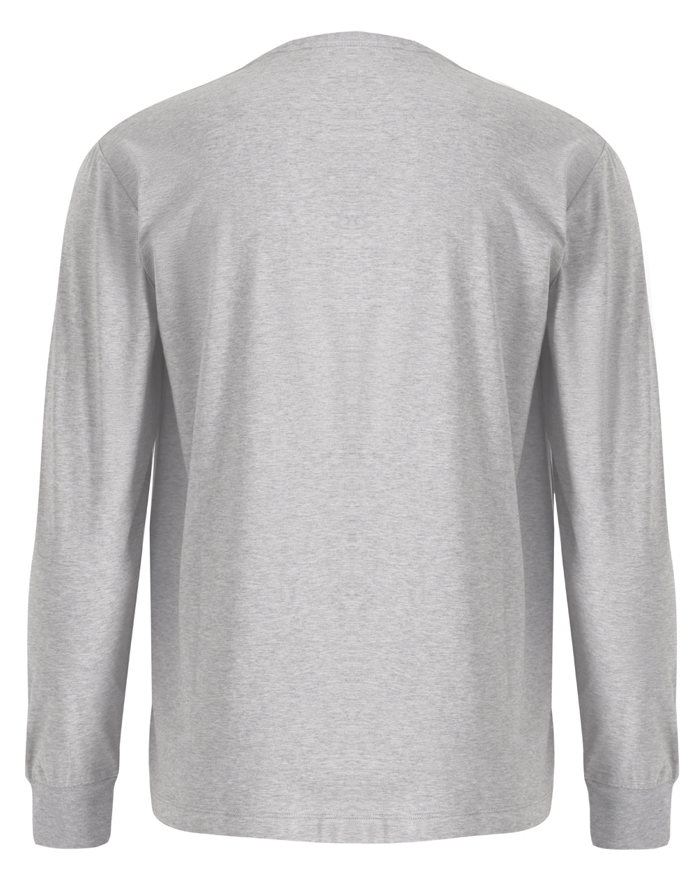 Mens Premium Cotton Face L/S Tee - Marl Grey - Back