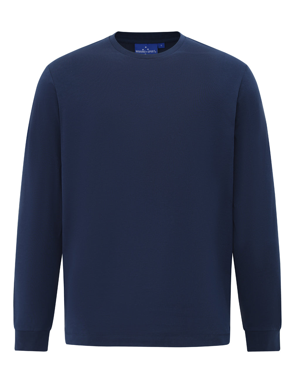 Mens Premium Cotton Face L/S Tee - Navy - Front