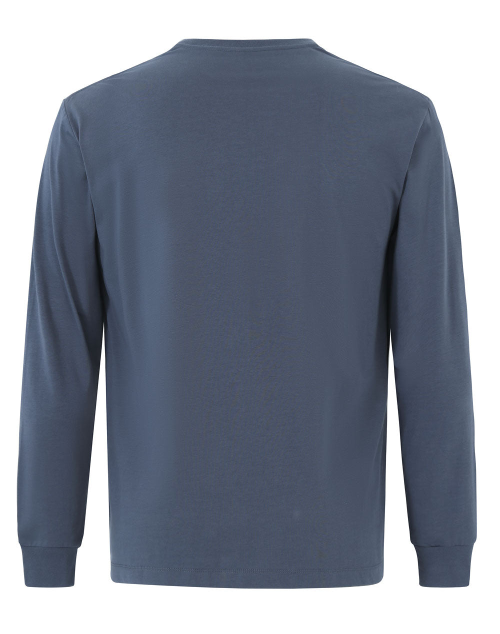 Mens Premium Cotton Face L/S Tee - Slate Blue - Back