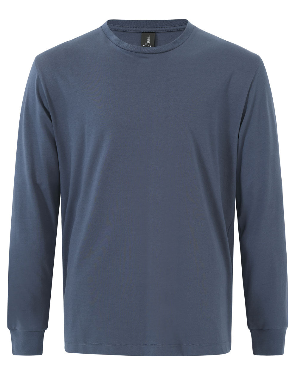 Mens Premium Cotton Face L/S Tee - Slate Blue - Front