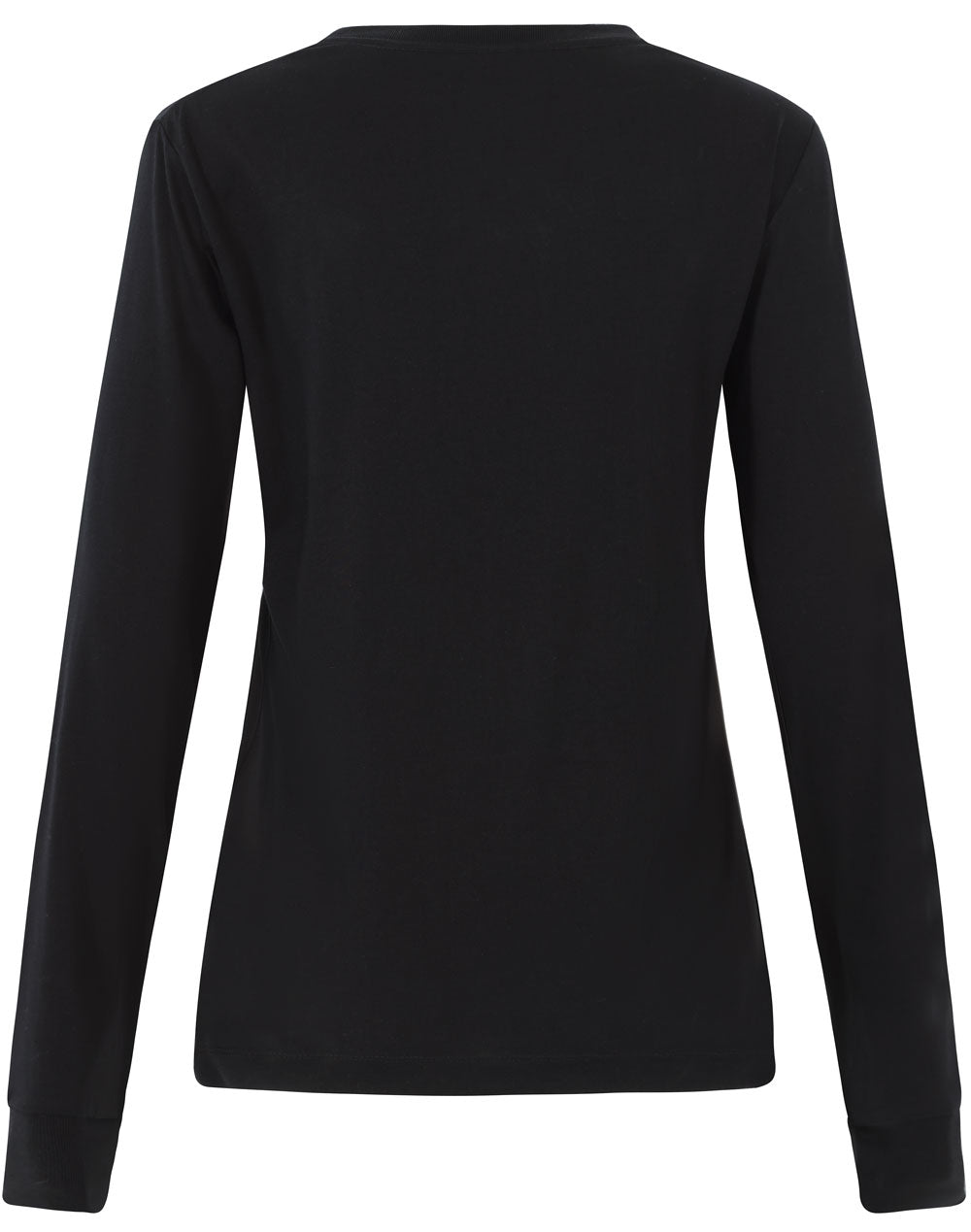 Ladies Premium Cotton Face L/S Tee - Black - Back