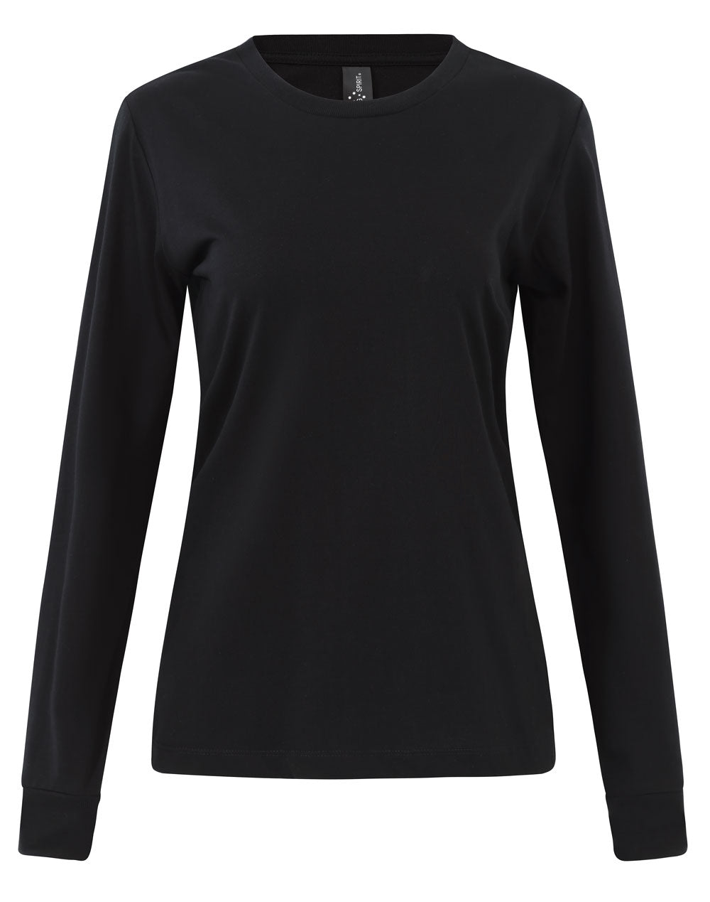 Ladies Premium Cotton Face L/S Tee - Black - Front