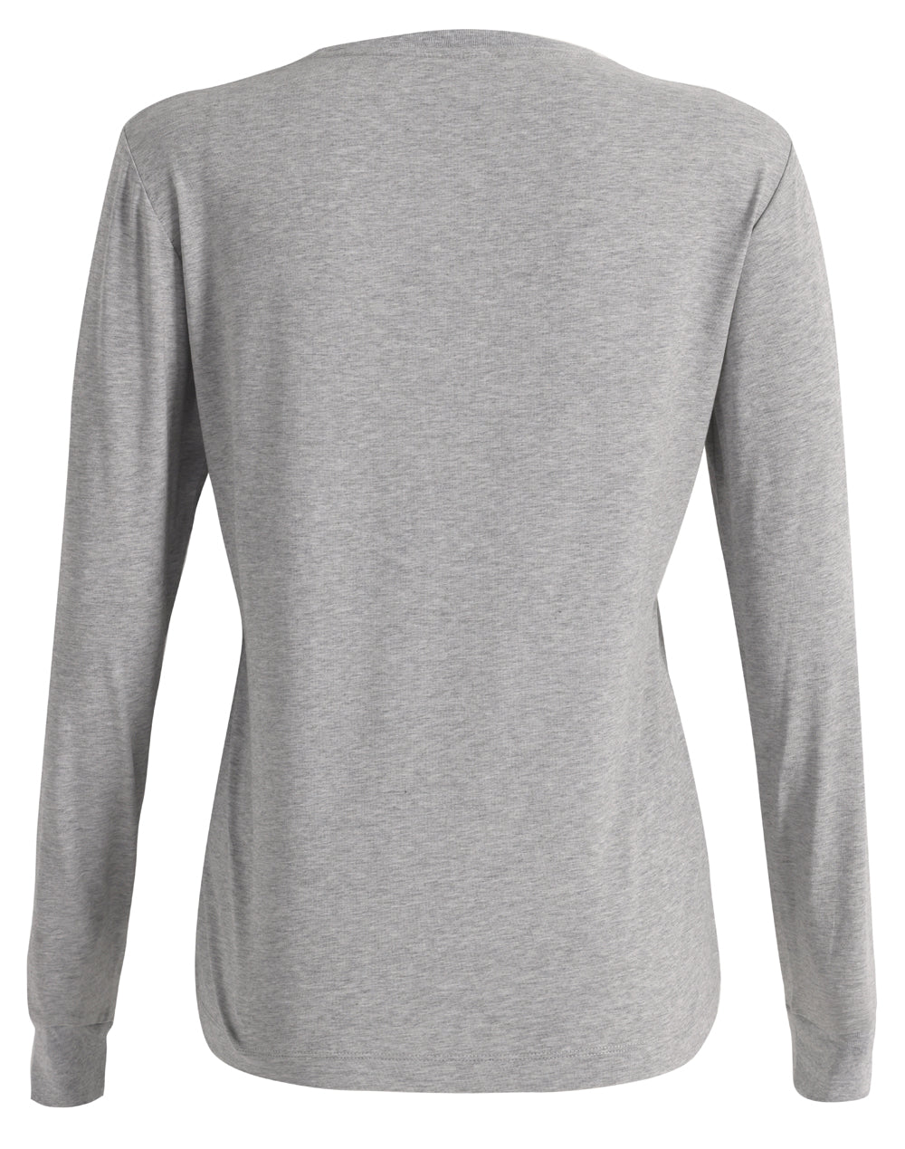 Ladies Premium Cotton Face L/S Tee - Marl Grey - Back