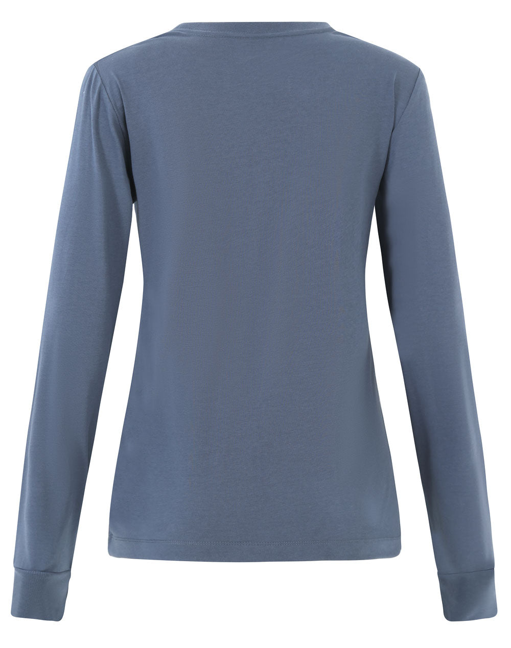 Ladies Premium Cotton Face L/S Tee - Slate Blue - Back