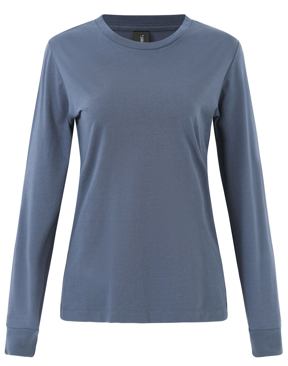 Ladies Premium Cotton Face L/S Tee - Slate Blue - Front