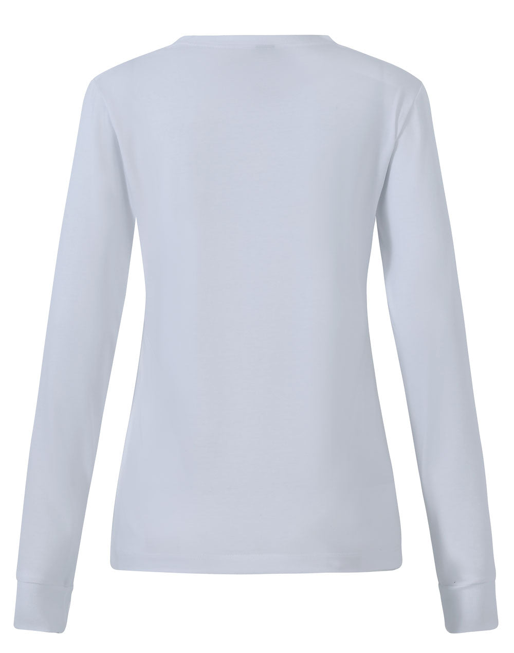 Ladies Premium Cotton Face L/S Tee - White - Back