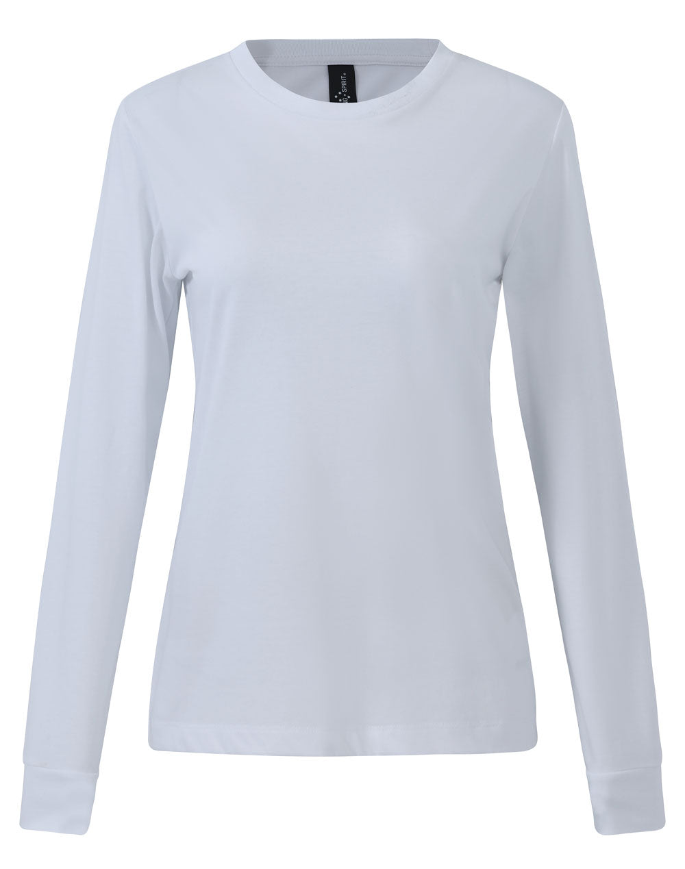 Ladies Premium Cotton Face L/S Tee - White - Front