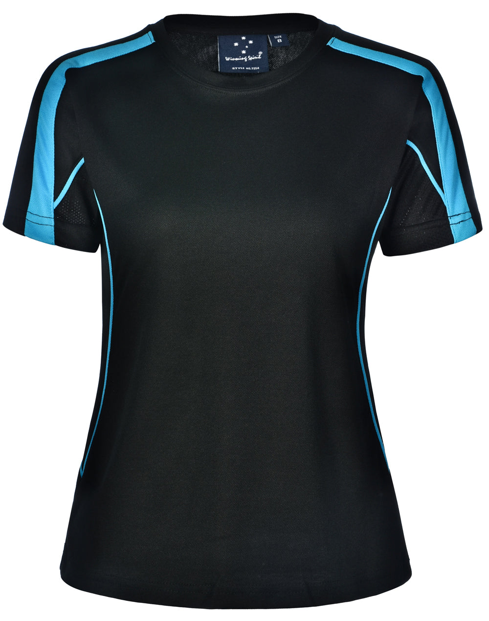 Legend Tee Shirt Ladies' - Black/Aqua Blue - Front