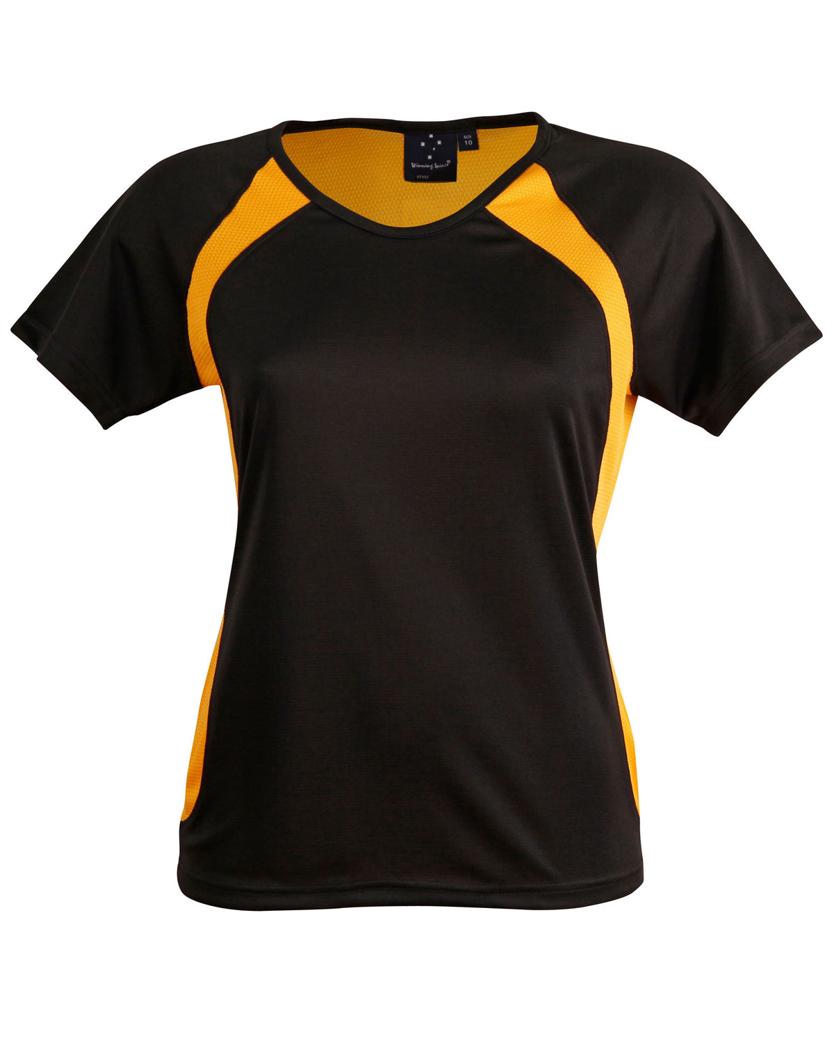 Sprint Tee Shirt Ladies' - Black/Gold - Front