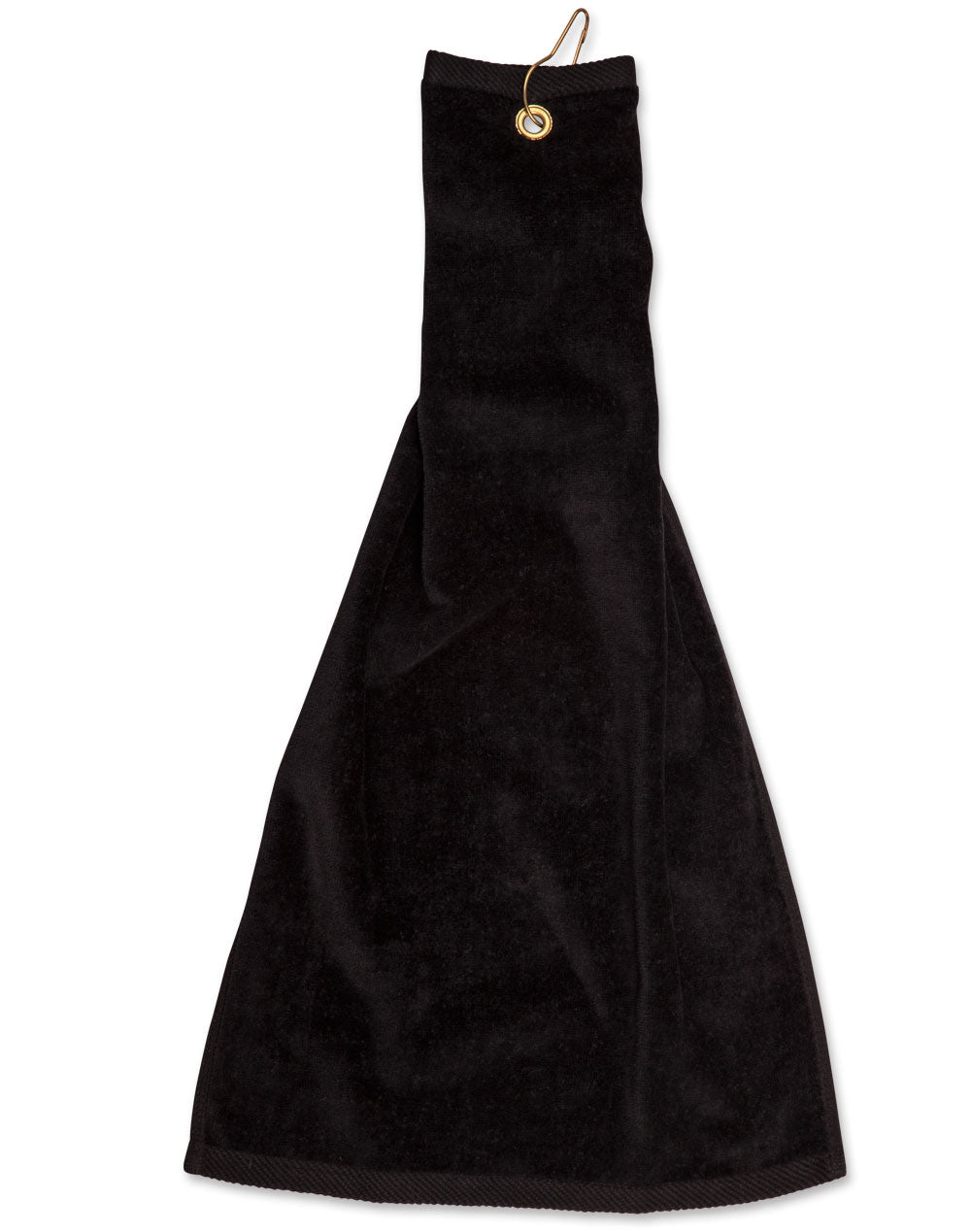 Golf Towel With Ring & Hook - Black - Front