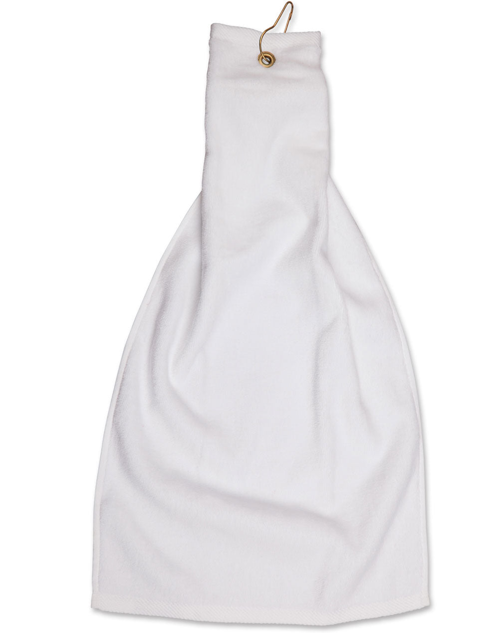 Golf Towel With Ring & Hook - White - Front
