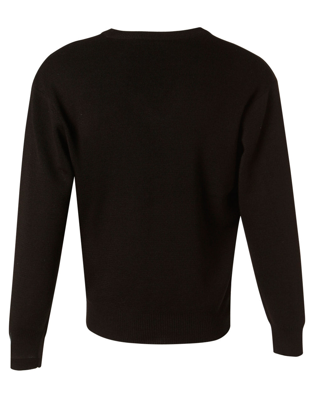 Unisex Wool/ Acrylic V-Neck Jumper - Black - Back