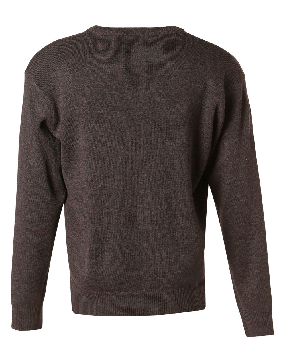 Unisex Wool/ Acrylic V-Neck Jumper - Charcoal - Back