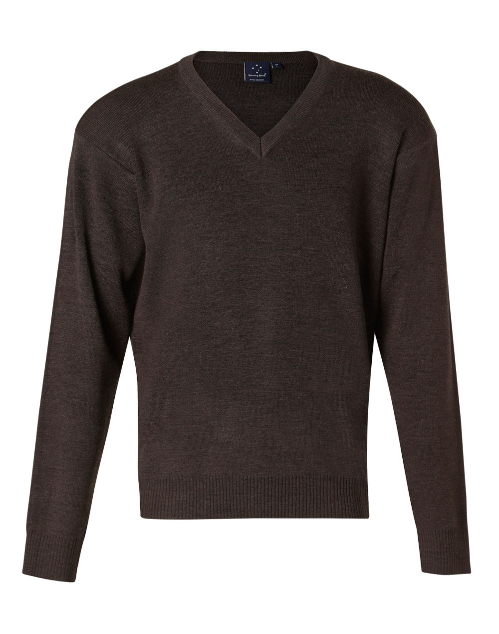 Unisex Wool/ Acrylic V-Neck Jumper - Charcoal - Front