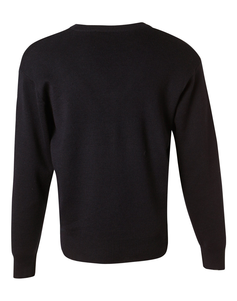 Unisex Wool/ Acrylic V-Neck Jumper - Navy - Back