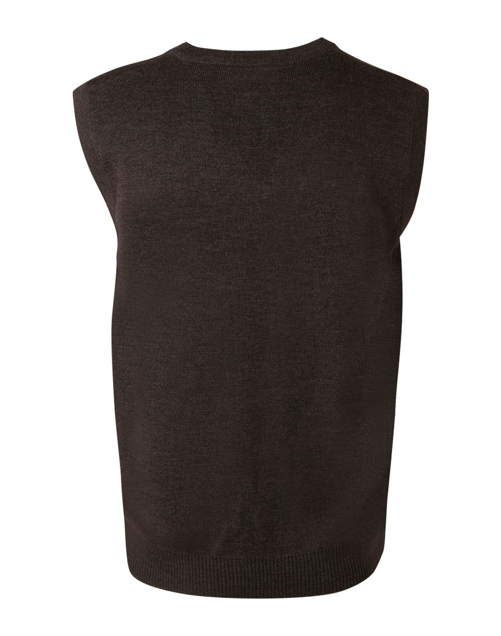 Unisex Wool/Acrylic V-Neck Vest - Charcoal - Back