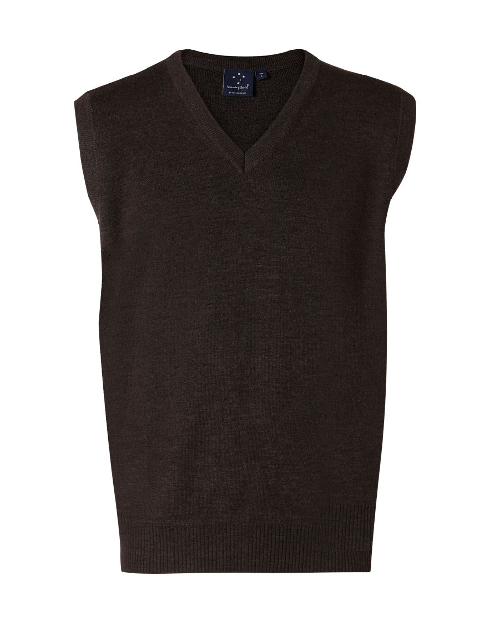 Unisex Wool/Acrylic V-Neck Vest - Charcoal - Front