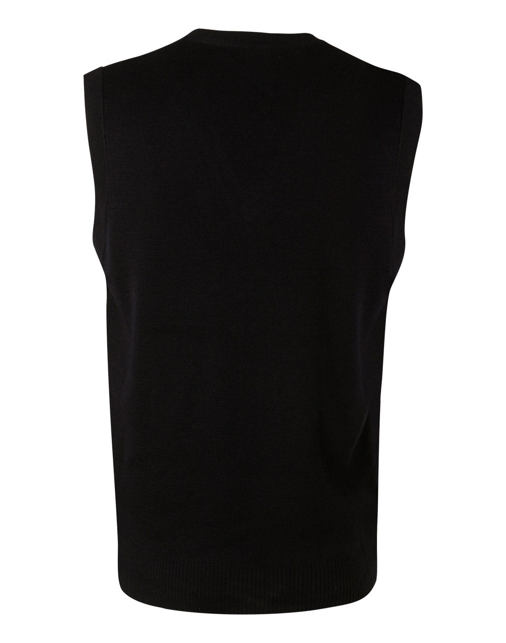 Unisex Wool/Acrylic V-Neck Vest - Navy - Back