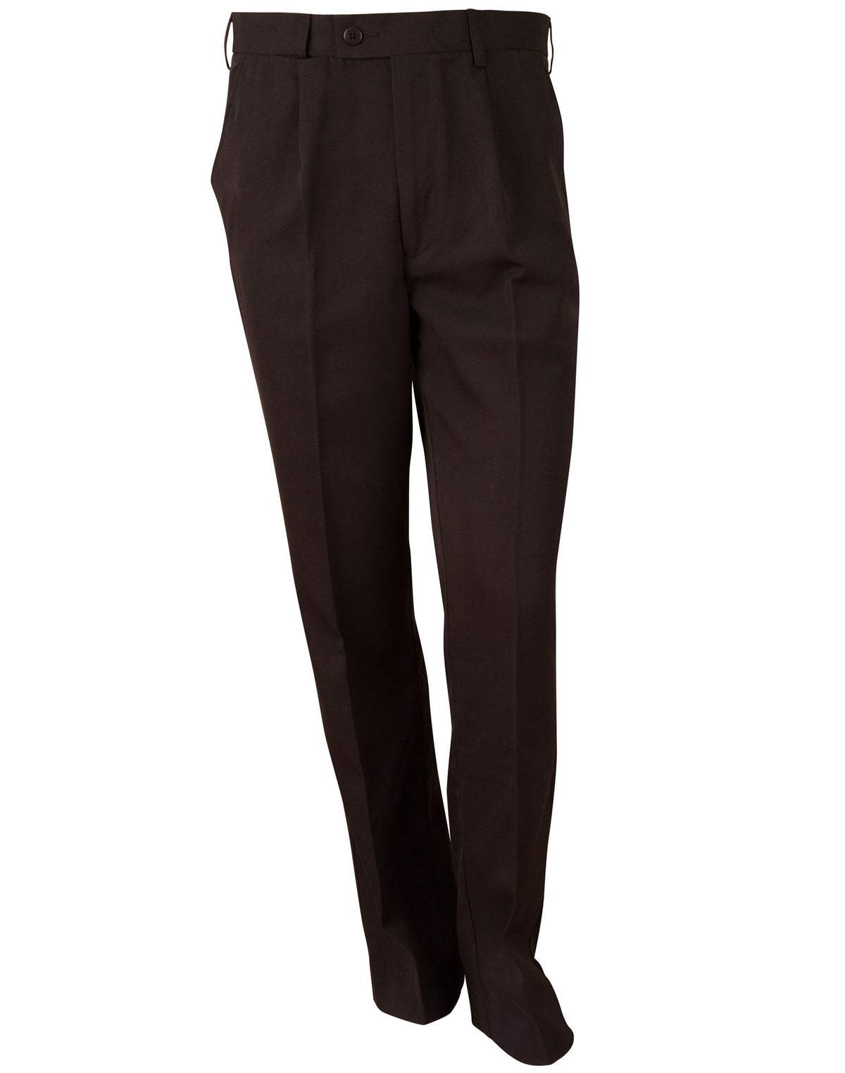(Stout) Permanent Press Pants - Black - Front