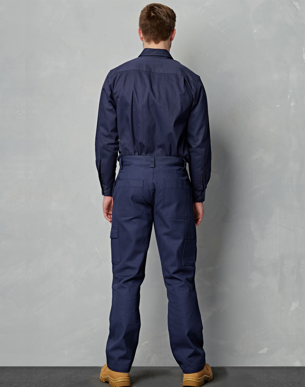 Men's Heavy Cotton Drill Cargo Pants - Navy - Back