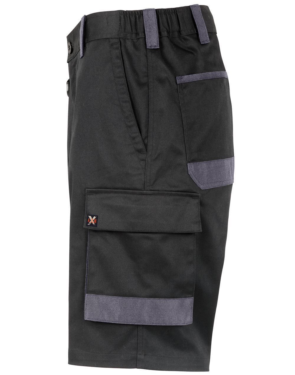 Unisex Utility Stretch Cargo Work Shorts - Black - View