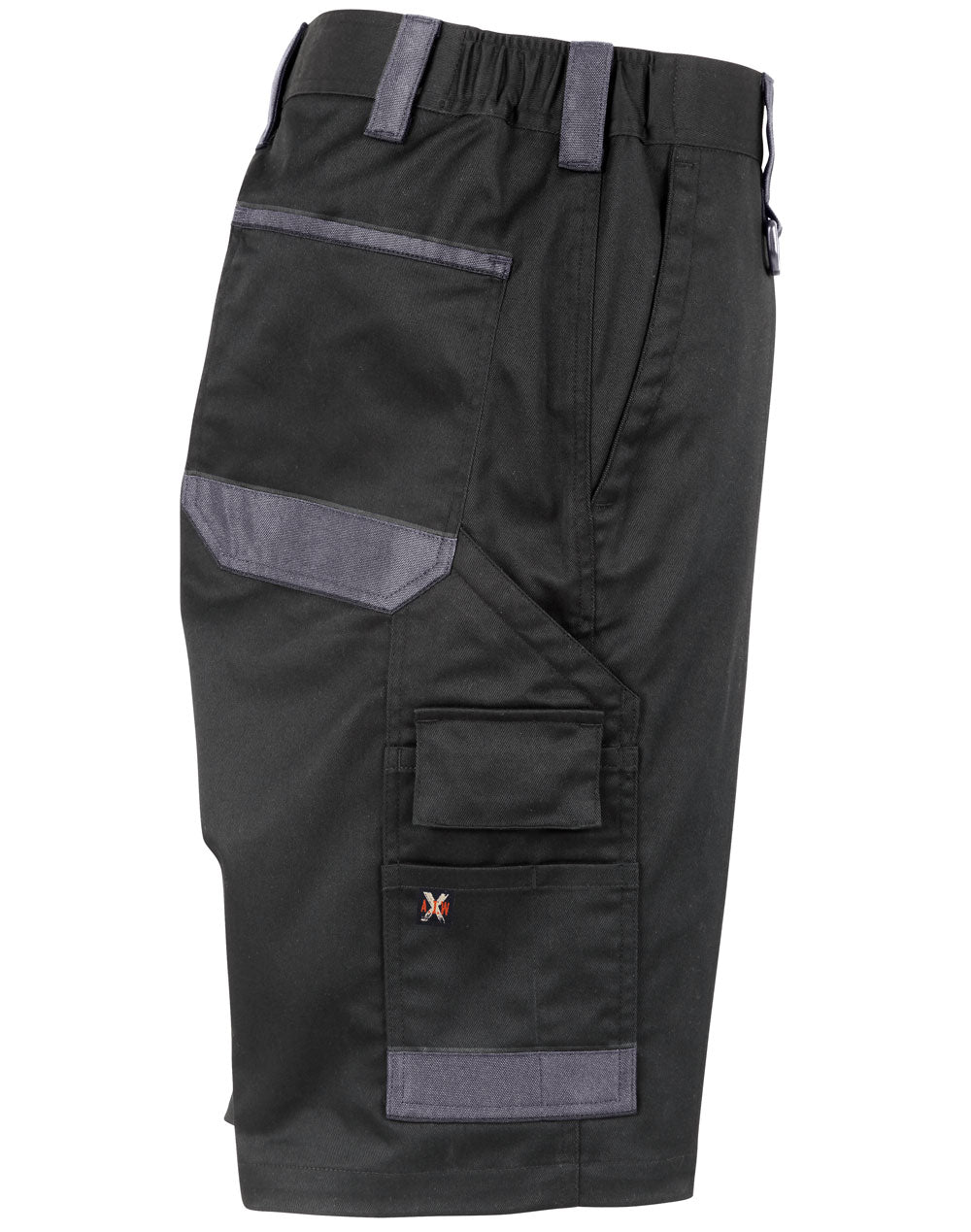 Unisex Utility Stretch Cargo Work Shorts - Black - View