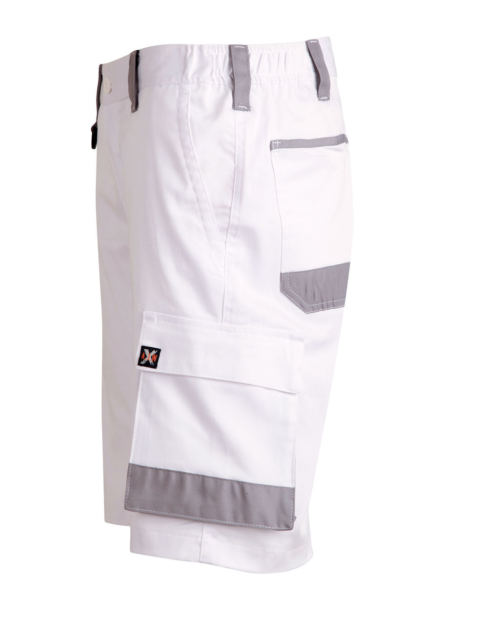 Unisex Utility Stretch Cargo Work Shorts - White - View