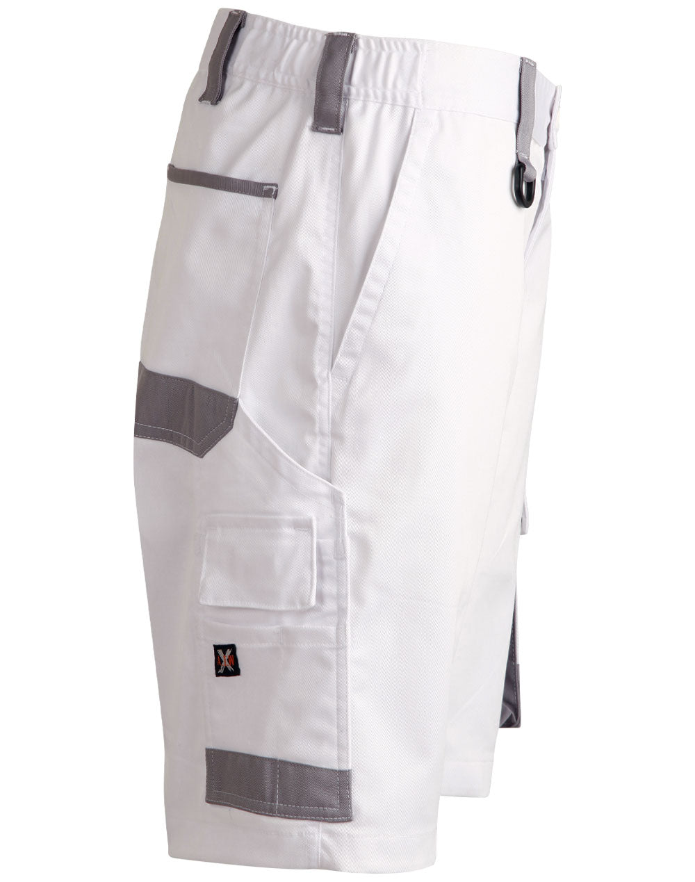 Unisex Utility Stretch Cargo Work Shorts - White - View
