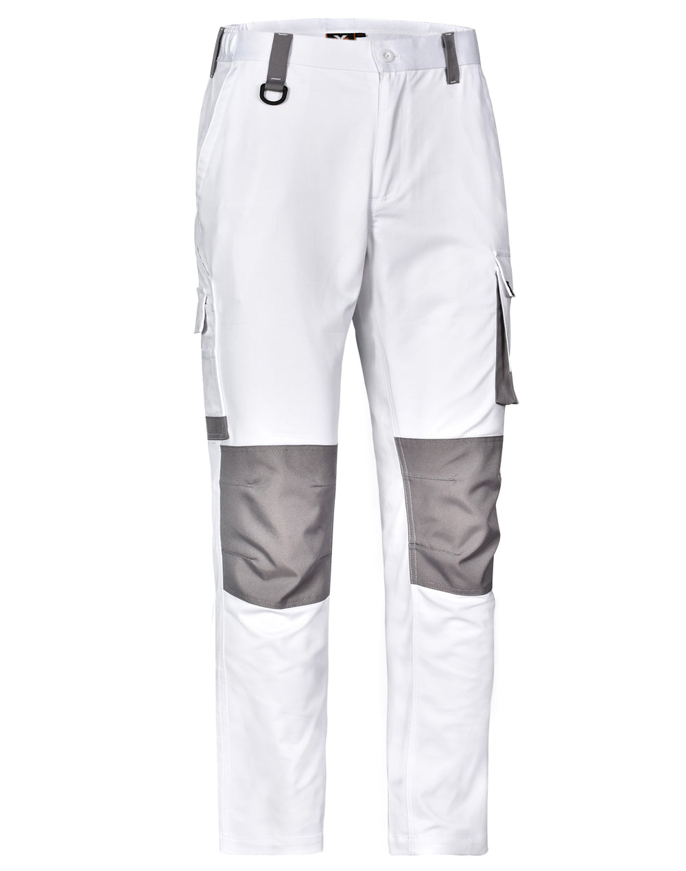 Unisex Utility Stretch Cargo Work Pants - White - Front