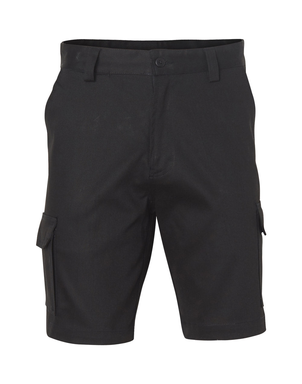 Men's Heavy Cotton Drill Cargo Shorts - Black - Front